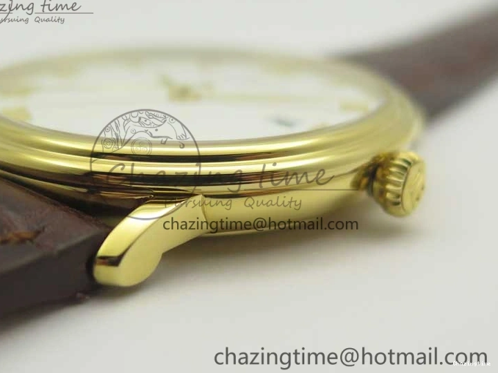 0318 WellDesigned Villeret 6651 YG ZF 1:1 Best Edition White Dial on Brown Leather Strap A 8000